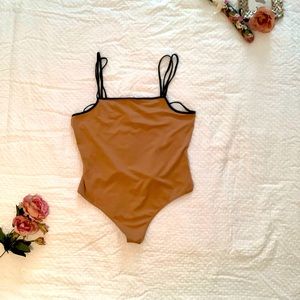 *NWT* Express tan and black spaghetti strap bodysuit